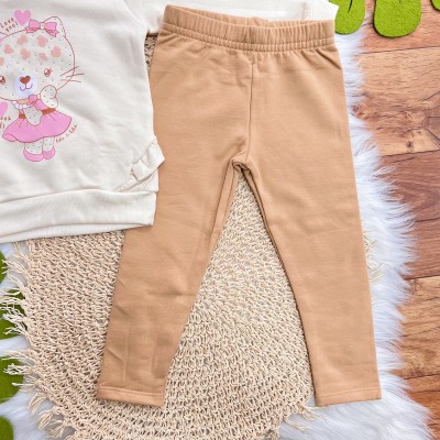  Conj. Casaco de Moletom Oncinha You Look Good e Calça Legging - Areia 